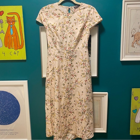 SHEIN Cream Ditsy Floral Boho Backless Midi Dress - Size M - Picture 1 of 6